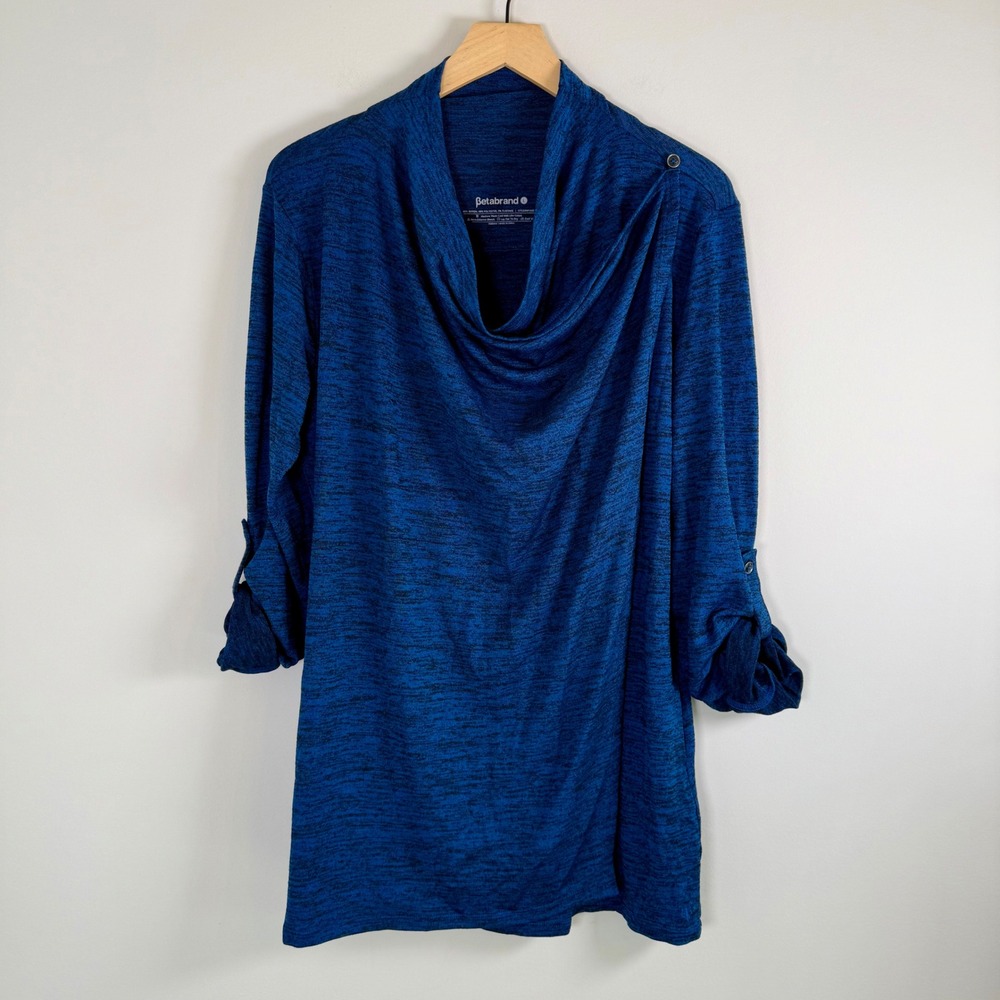 Betabrand Liz True Wrap Tunic Cowl Neck Blouse Shirt Top Large NWOT‎ Stretchy